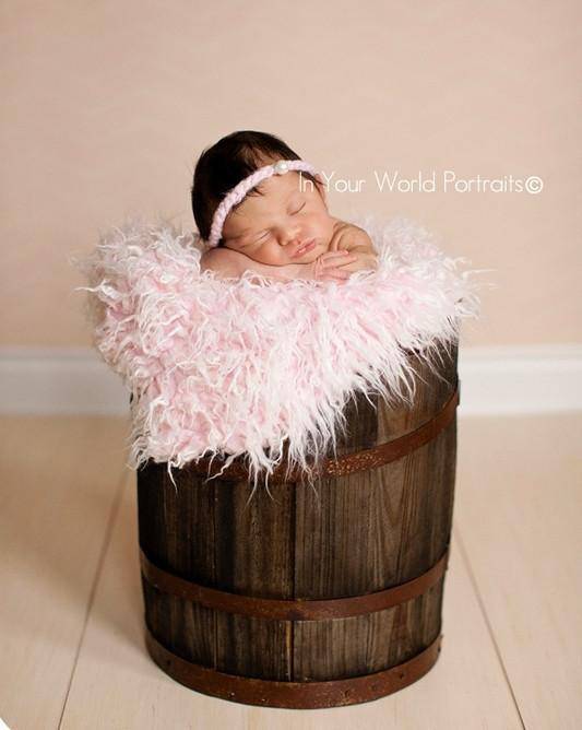 Frosted Light Pink Mongolian Faux Fur Rug Photography Prop Newborn Baby Toddler - Beautiful Photo Props