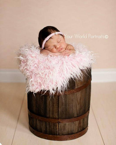 Frosted Light Pink Mongolian Faux Fur Rug Photography Prop Newborn Baby Toddler - Beautiful Photo Props