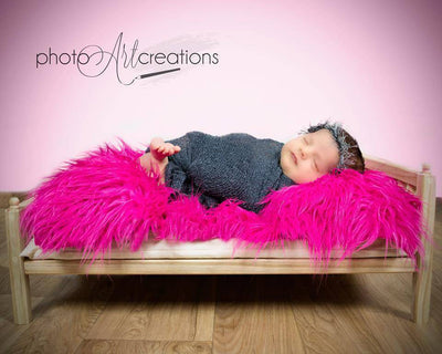 Hot Pink Mongolian Faux Fur Photography Prop Rug Newborn Baby Toddler - Beautiful Photo Props