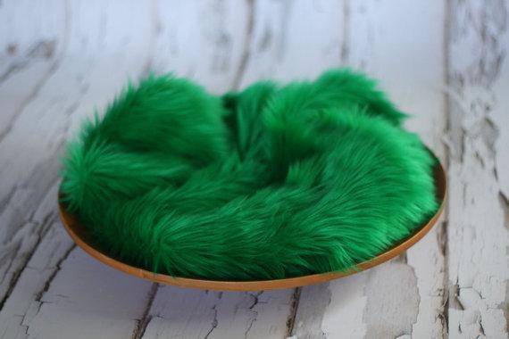Kelly Green Faux Fur Photography Prop Rug Newborn Baby Toddler - Beautiful Photo Props