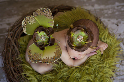 Olive Green Mongolian Faux Fur Photography Prop Rug Newborn Baby - Beautiful Photo Props