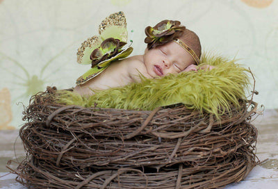 Olive Green Mongolian Faux Fur Photography Prop Rug Newborn Baby - Beautiful Photo Props