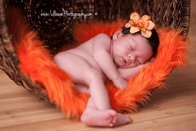 Orange Mongolian Faux Fur Photography Prop Rug Newborn Baby Toddler - Beautiful Photo Props