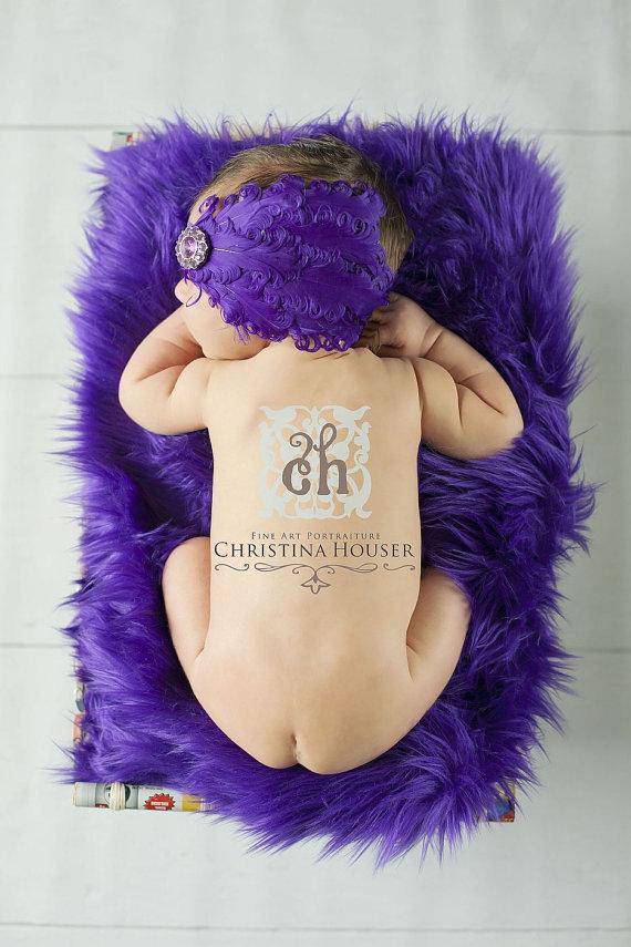 Purple Mongolian Faux Fur Photography Prop Rug Newborn Baby Toddler - Beautiful Photo Props