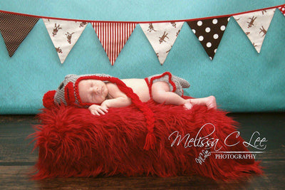 Red Mongolian Faux Fur Photography Prop Rug Newborn Baby - Beautiful Photo Props