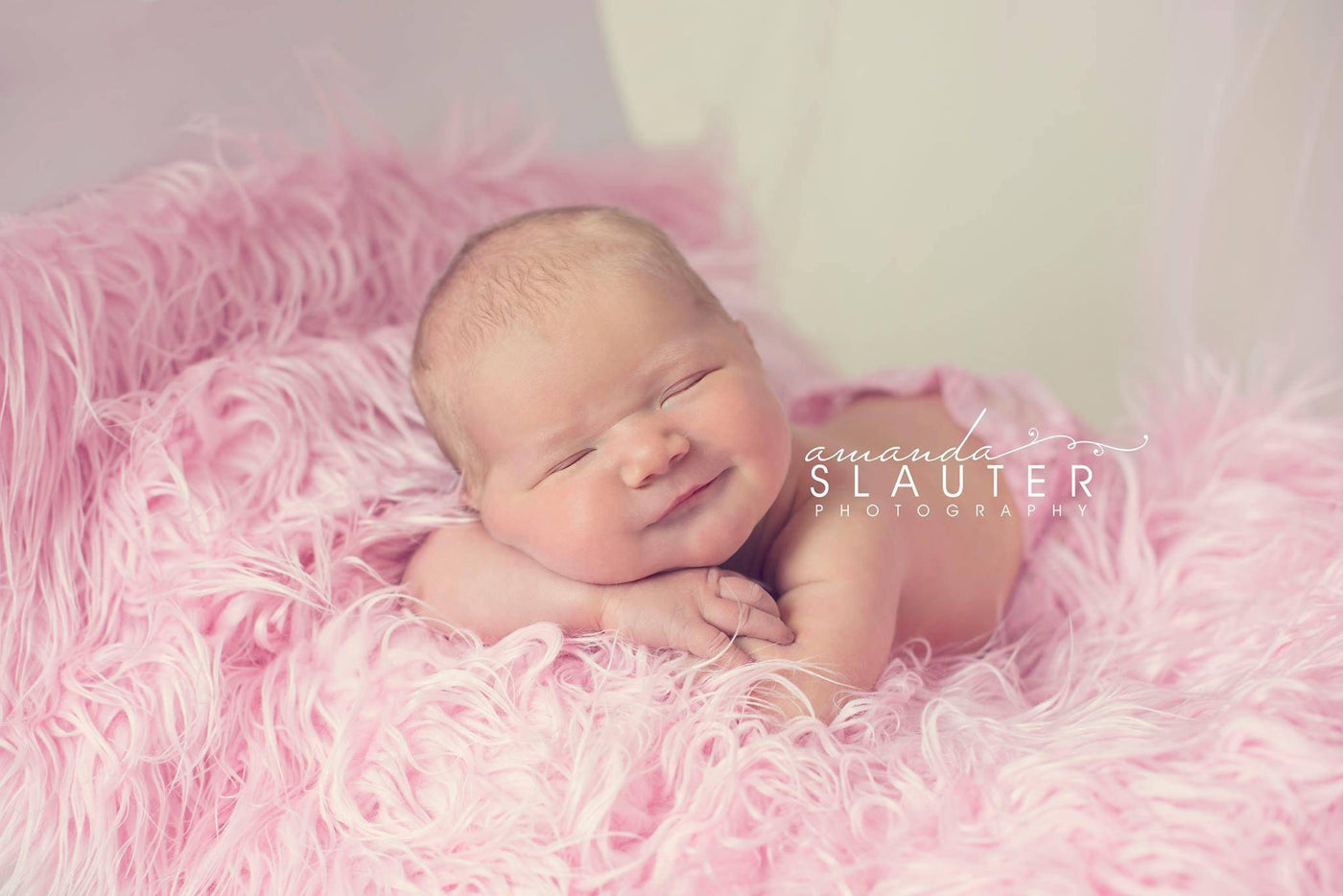 Soft Pink Mongolian Fur Photography Prop Rug Newborn Baby Toddler - Beautiful Photo Props