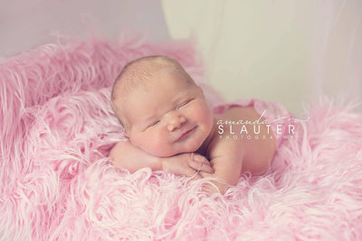 Soft Pink Mongolian Fur Photography Prop Rug Newborn Baby Toddler - Beautiful Photo Props