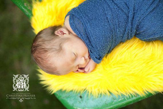 Yellow Mongolian Faux Fur Photography Prop Newborn Baby Toddler - Beautiful Photo Props