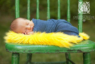 Yellow Mongolian Faux Fur Photography Prop Newborn Baby Toddler - Beautiful Photo Props
