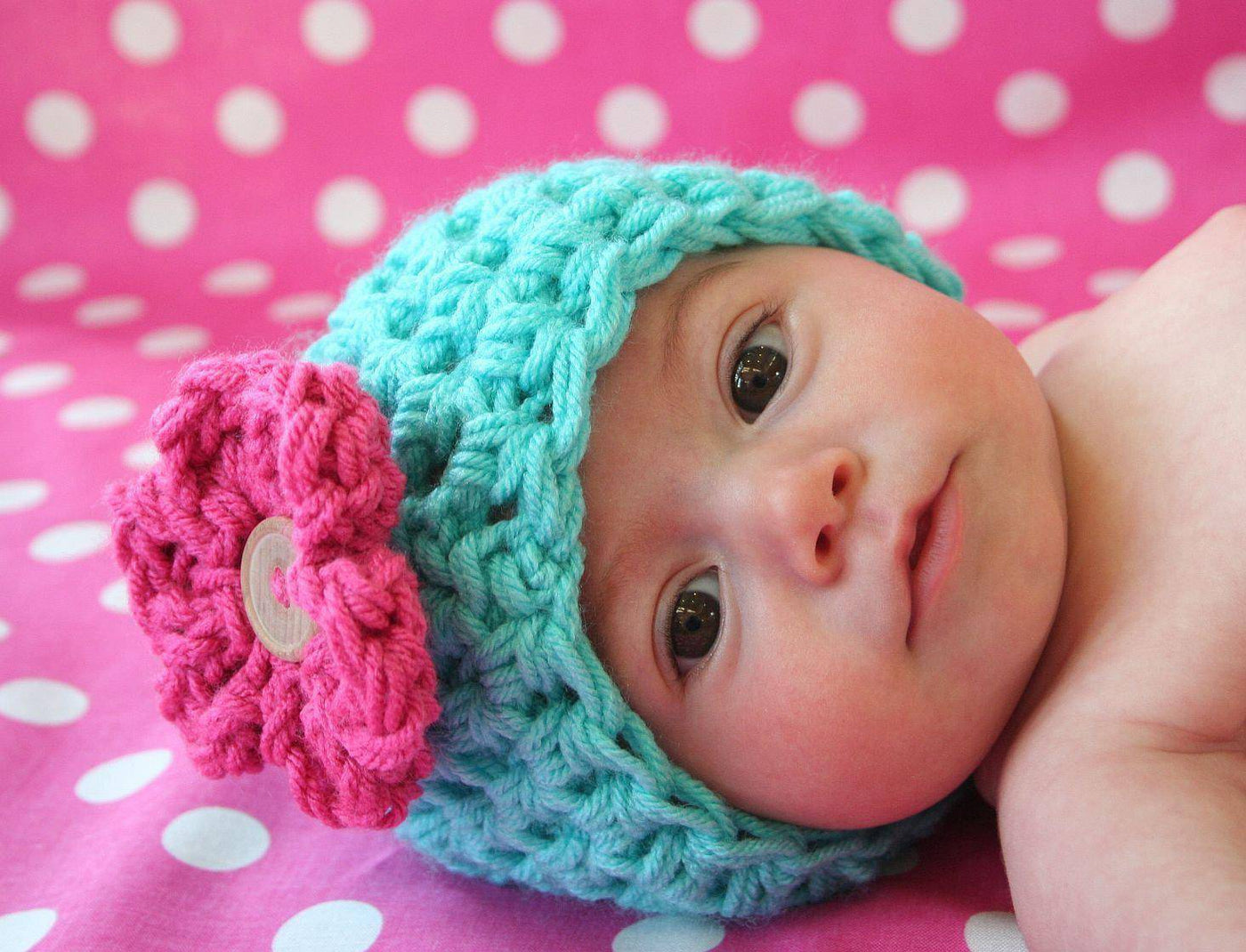 Aqua Pink Baby Diaper Cover And Hat Set - Beautiful Photo Props