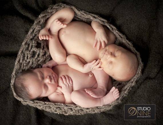 Twin Barley Chunky Baby Bowl Newborn Egg Brown - Beautiful Photo Props