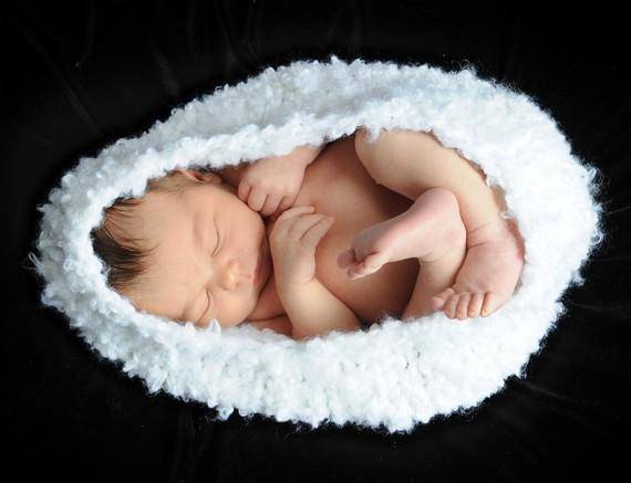 Heavenly White Baby Bowl Newborn Egg Pod - Beautiful Photo Props