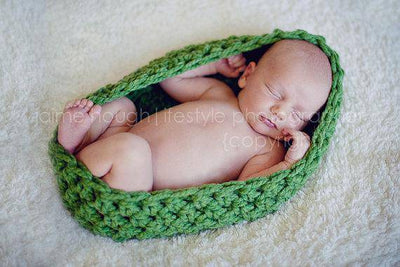 Chunky Green Baby Bowl Newborn Egg Pod - Beautiful Photo Props