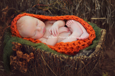 Chunky Baby Bowl Newborn Egg Pumpkin Orange - Beautiful Photo Props