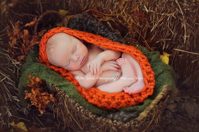 Chunky Baby Bowl Newborn Egg Pumpkin Orange - Beautiful Photo Props