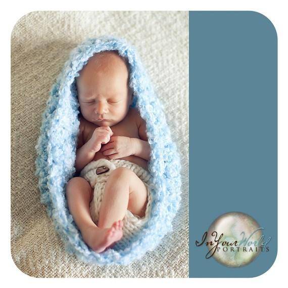 Heavenly Baby Blue Bowl Newborn Egg - Beautiful Photo Props