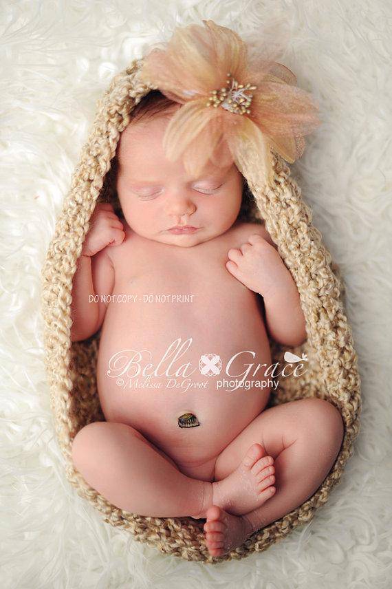 Rococco Beige Baby Bowl Newborn Egg Pod - Beautiful Photo Props