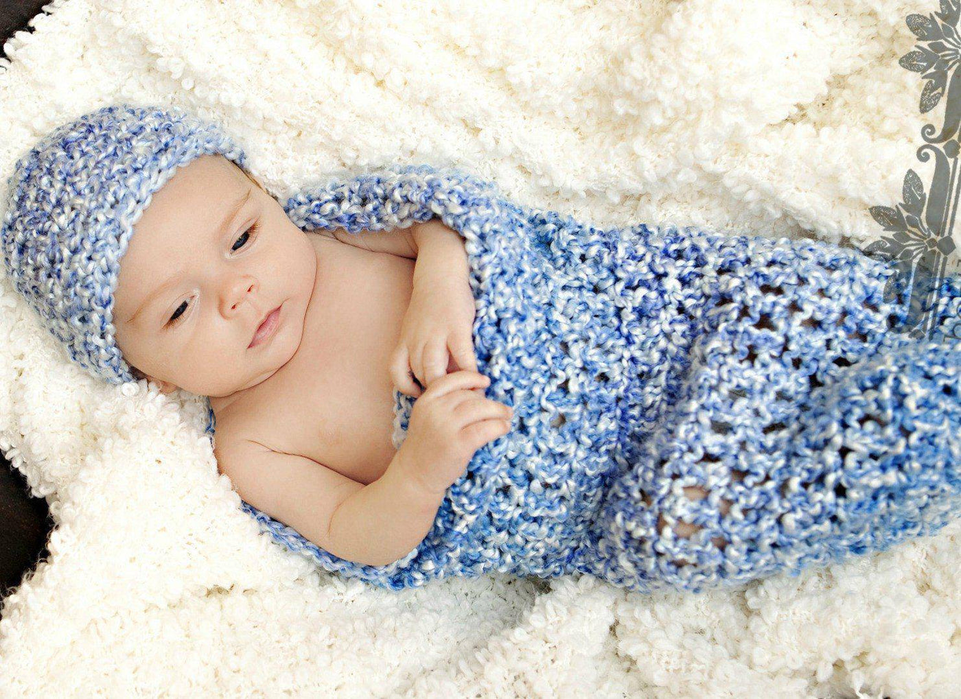 Blue Skies Baby Hat And Cocoon Set - Beautiful Photo Props