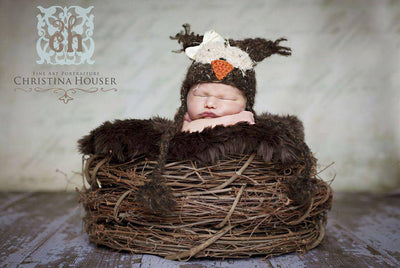 Twin Mongolian Faux Fur Rug Set Brown and Orange Newborn Toddler - Beautiful Photo Props