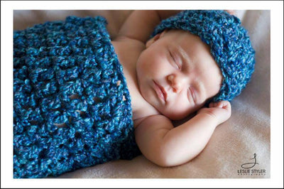 Blue Shades Newborn Cocoon Hat Set - Beautiful Photo Props