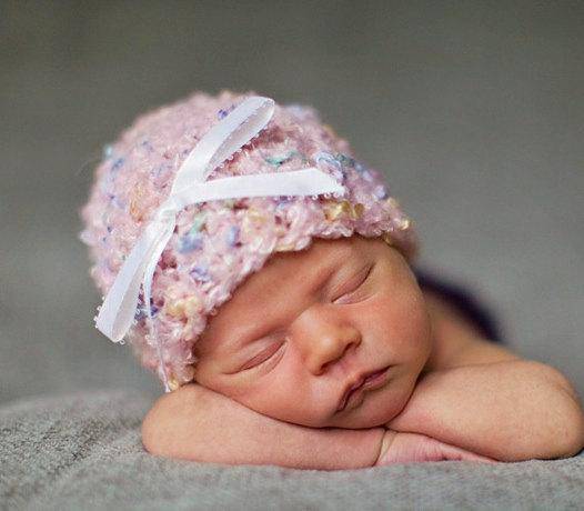 Newborn Baby Hat Soft Pink Confetti - Beautiful Photo Props