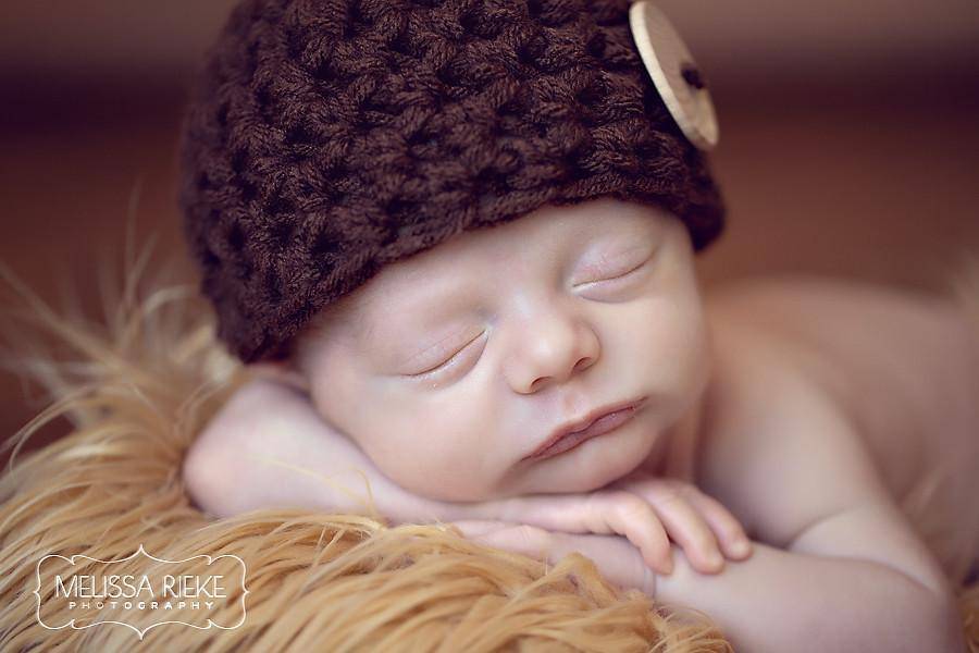 Chocolate Brown Newborn Button Hat - Beautiful Photo Props