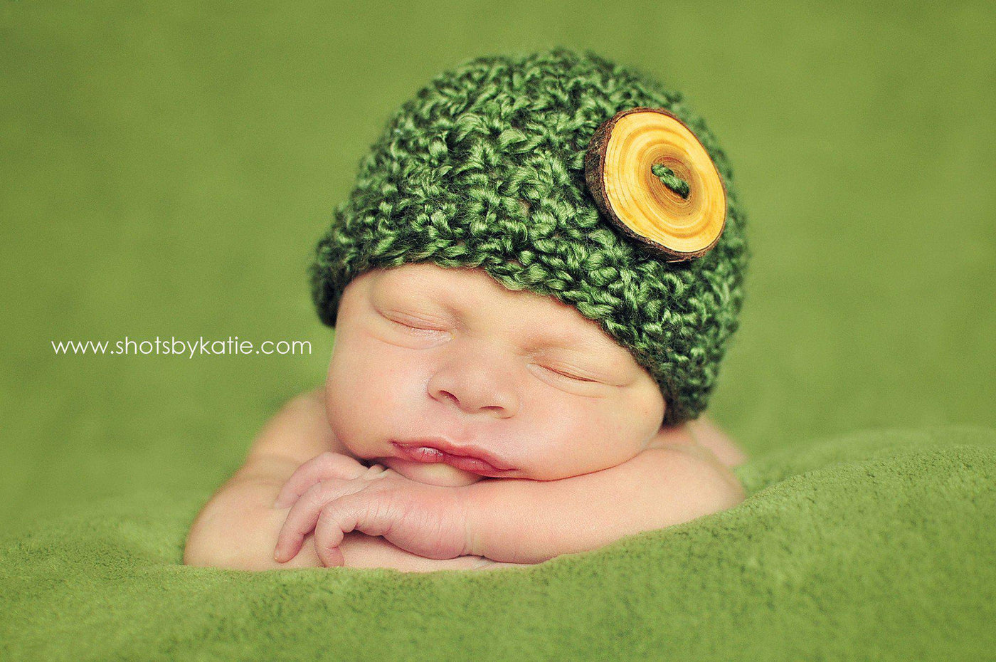 Newborn Baby Beanie Hat Grass Green - Beautiful Photo Props