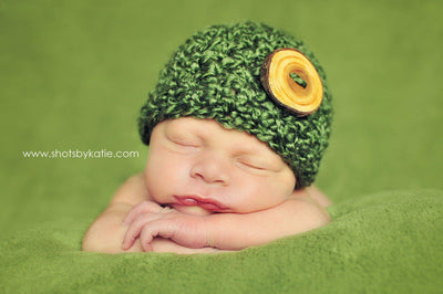 Newborn Baby Beanie Hat Grass Green - Beautiful Photo Props