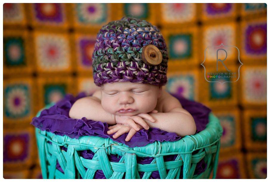 Newborn Baby Hat Purple Green Beige Blue - Beautiful Photo Props