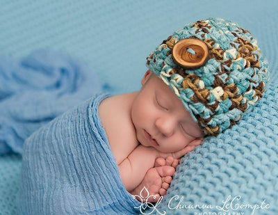 Blue Camo Newborn Hat - Beautiful Photo Props