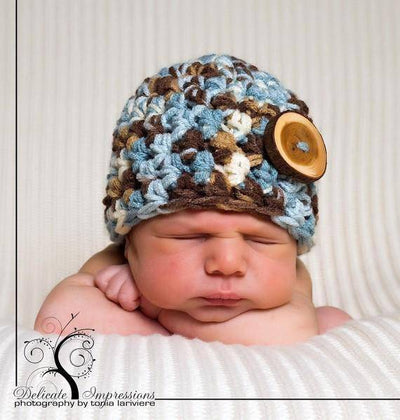 Blue Camo Newborn Hat - Beautiful Photo Props