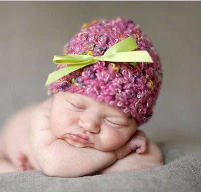 Newborn Baby Hat in Bright Pink Confetti - Beautiful Photo Props