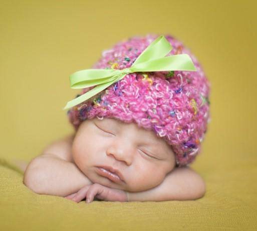 Newborn Baby Hat in Bright Pink Confetti - Beautiful Photo Props