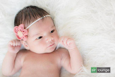 Pink Gauze Flower Skinny Headband - Beautiful Photo Props