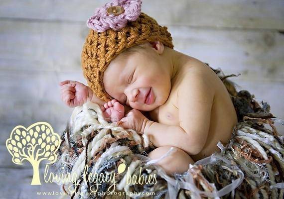 Vintage Brown Newborn Beanie Hat - Beautiful Photo Props