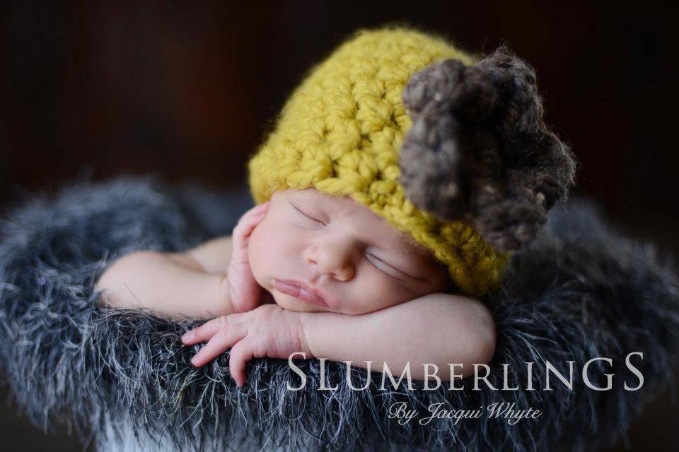 Citron Yellow Newborn Flower Cloche Hat - Beautiful Photo Props