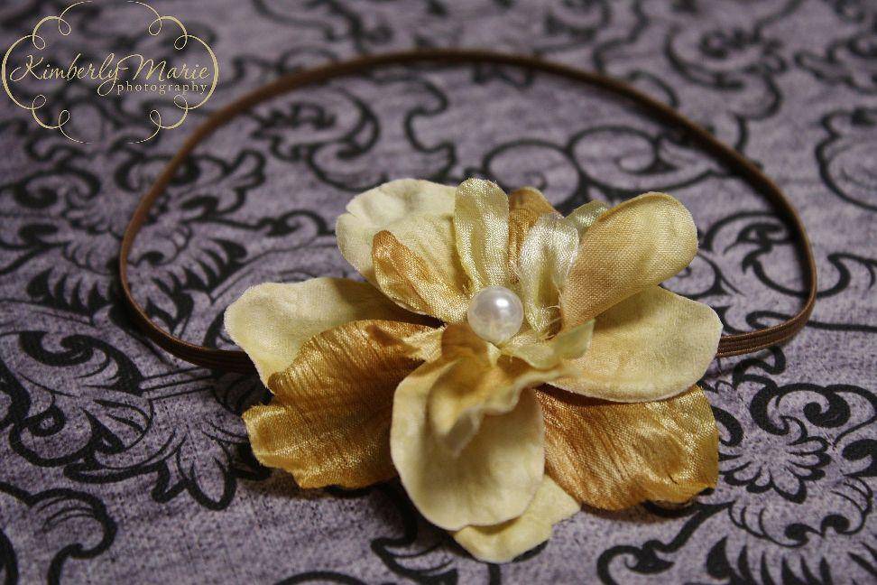 Cream Tan Vintage Inspired Flower Headband - Beautiful Photo Props