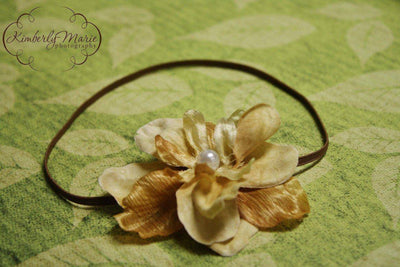 Cream Tan Vintage Inspired Flower Headband - Beautiful Photo Props
