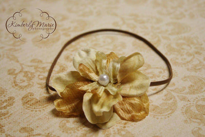 Cream Tan Vintage Inspired Flower Headband - Beautiful Photo Props