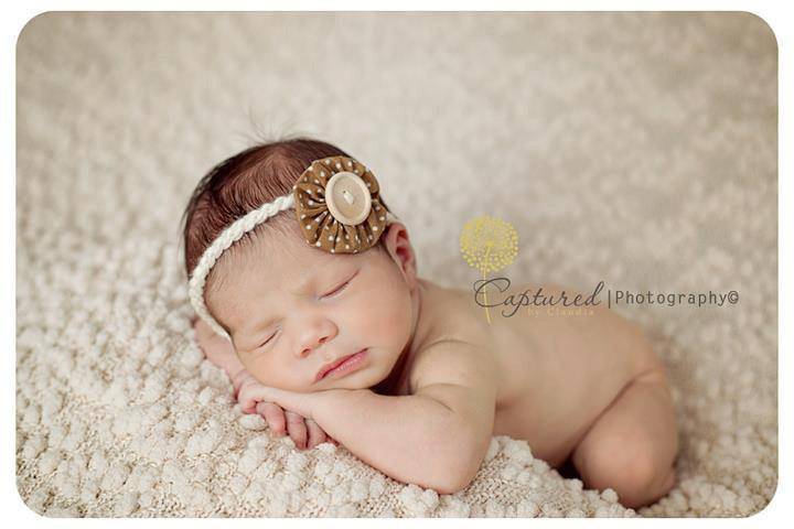 Sweet Cream Yoyo Headband - Beautiful Photo Props