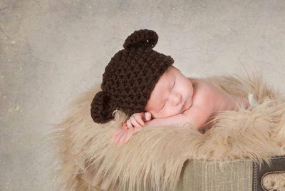 Brown Teddy Bear Newborn Hat - Beautiful Photo Props