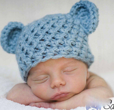 Blue Newborn Teddy Bear Hat - Beautiful Photo Props