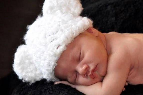 Cloudy White Newborn Teddy Bear Hat - Beautiful Photo Props