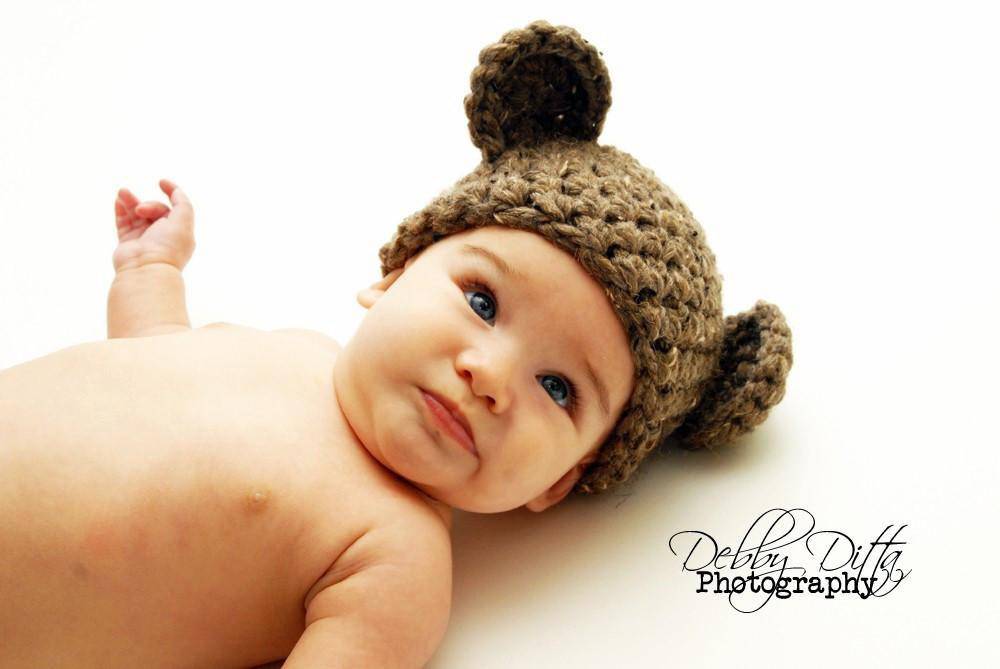 Chunky Brown Newborn Teddy Bear Hat - Beautiful Photo Props