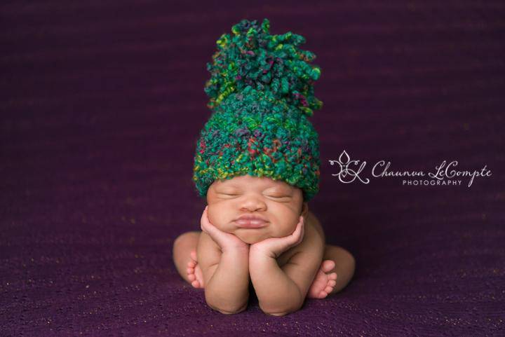 Rainbow Pom Hat in Teal Purple Yellow Green - Beautiful Photo Props