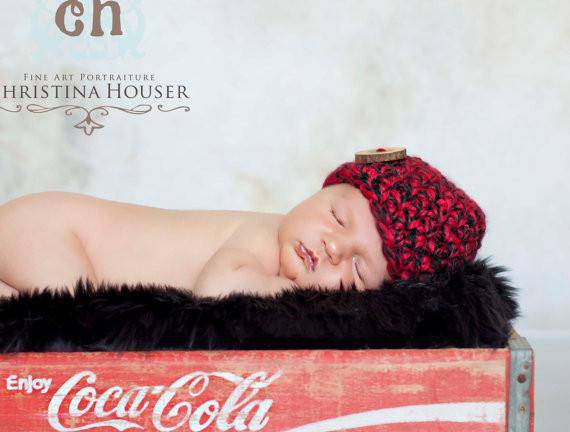 Red Lumberjack Newborn Hat - Beautiful Photo Props