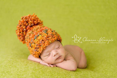 Orange Rainbow Newborn Pom Hat - Beautiful Photo Props