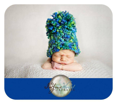 Blue Green Newborn Pom Hat - Beautiful Photo Props