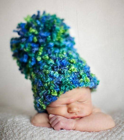 Blue Green Newborn Pom Hat - Beautiful Photo Props