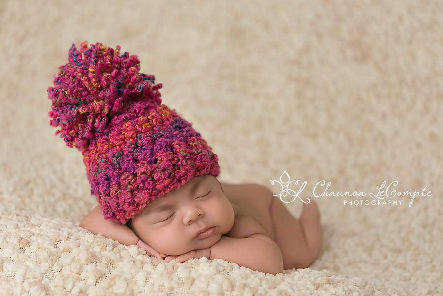 Pink Rainbow Newborn Pom Hat - Beautiful Photo Props
